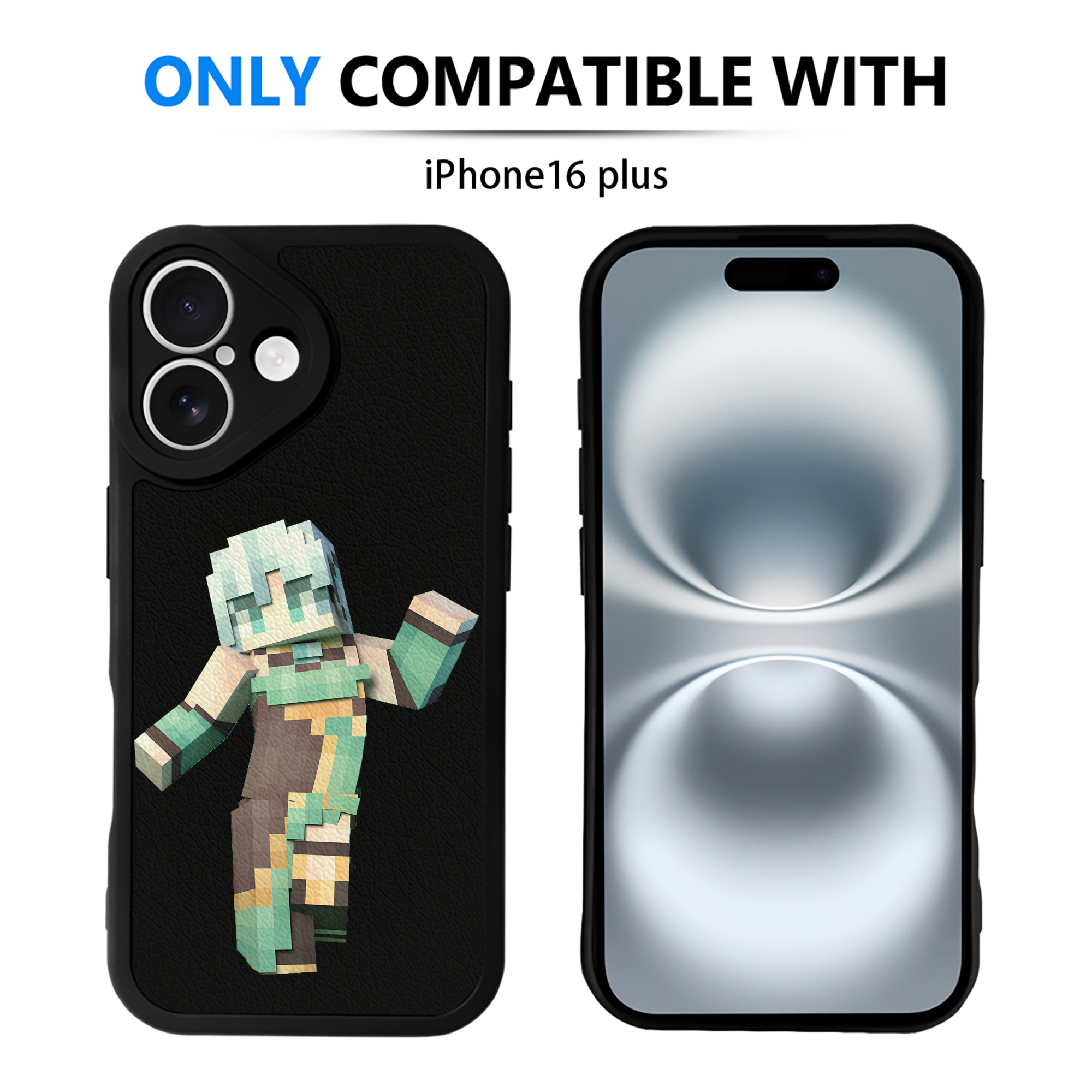 （画像用） マインクラフト ブロックの世界 Minecraft MC Block world 【iPhone 16シリーズ対応】シリコンスマホケース（レザー調） 材質：シリコン